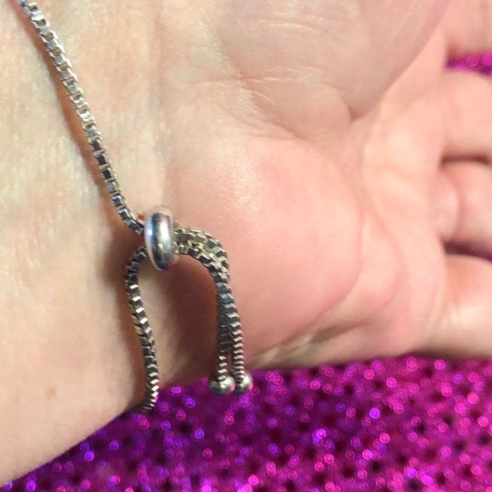 White Topaz Sterling Silver Adjustable Bracelet - Picture 3 of 6